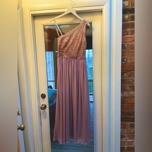 David’s bridal rose gold metallic bridesmaid dress size 6